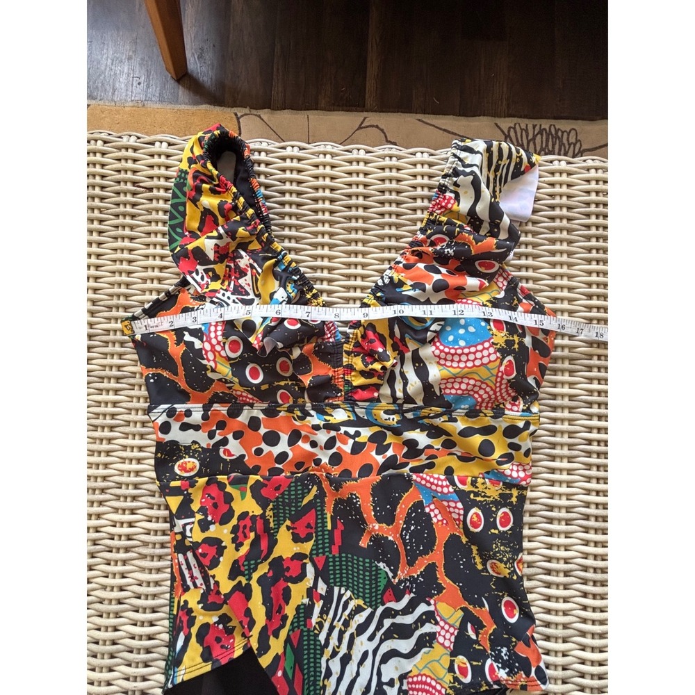 Averie Harlow Plunge One Piece Swimsuit large boho vacation tropical coastal - Picture 5 of 7